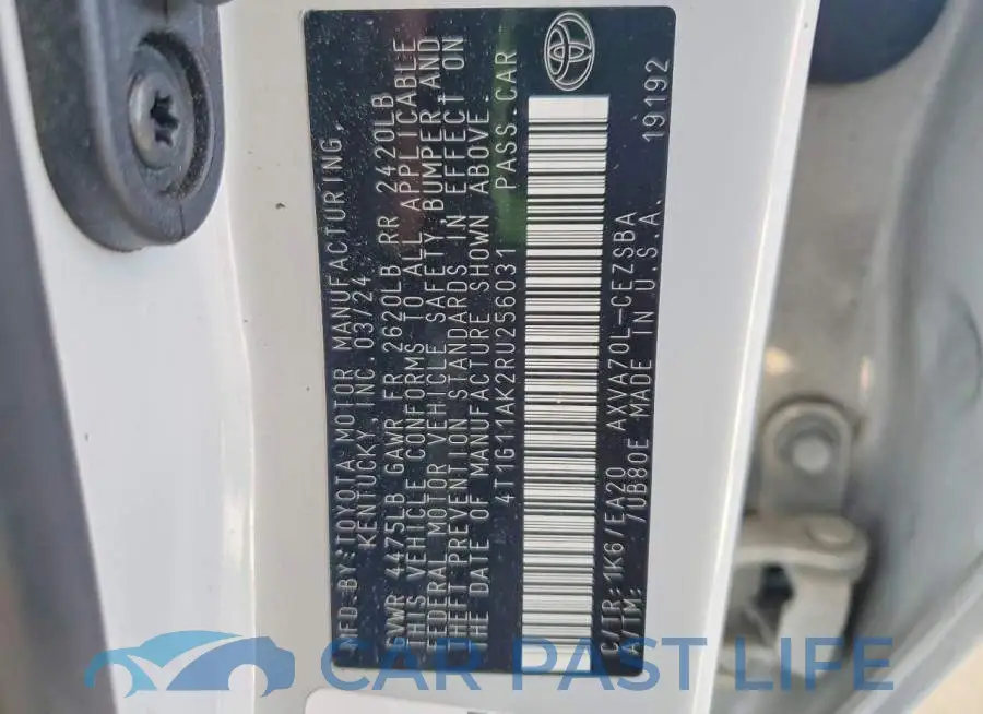 4T1G11AK2RU256031# 12