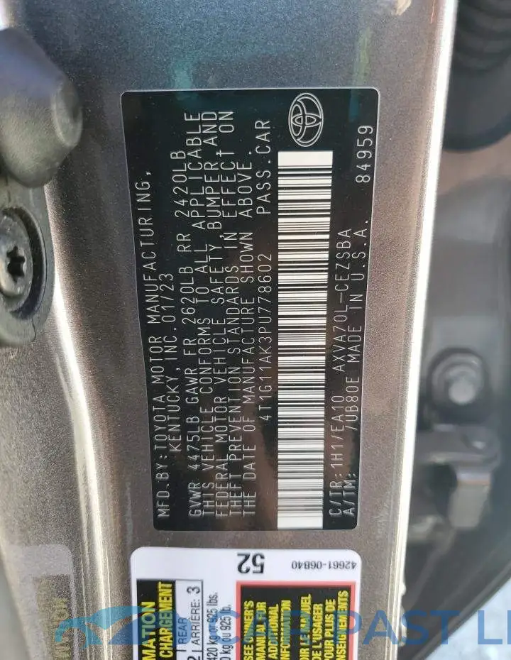4T1G11AK3PU778602# 13