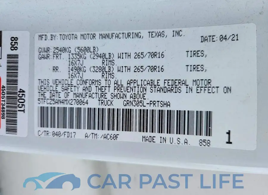 5TFCZ5AN4MX270064# 12