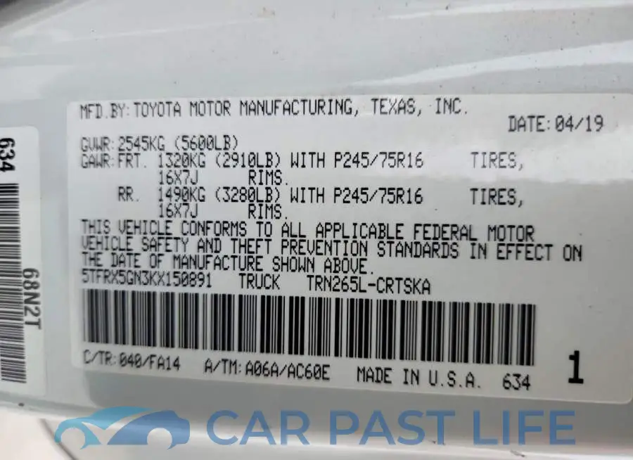 5TFRX5GN3KX150891# 12