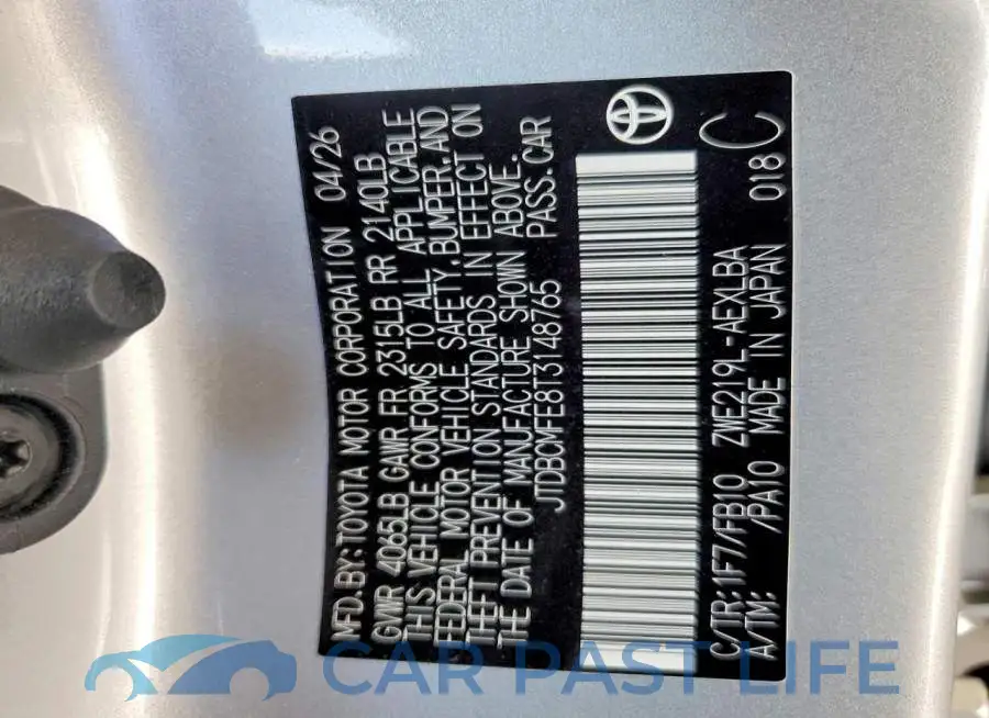 JTDBCMFE8T3148765# 12