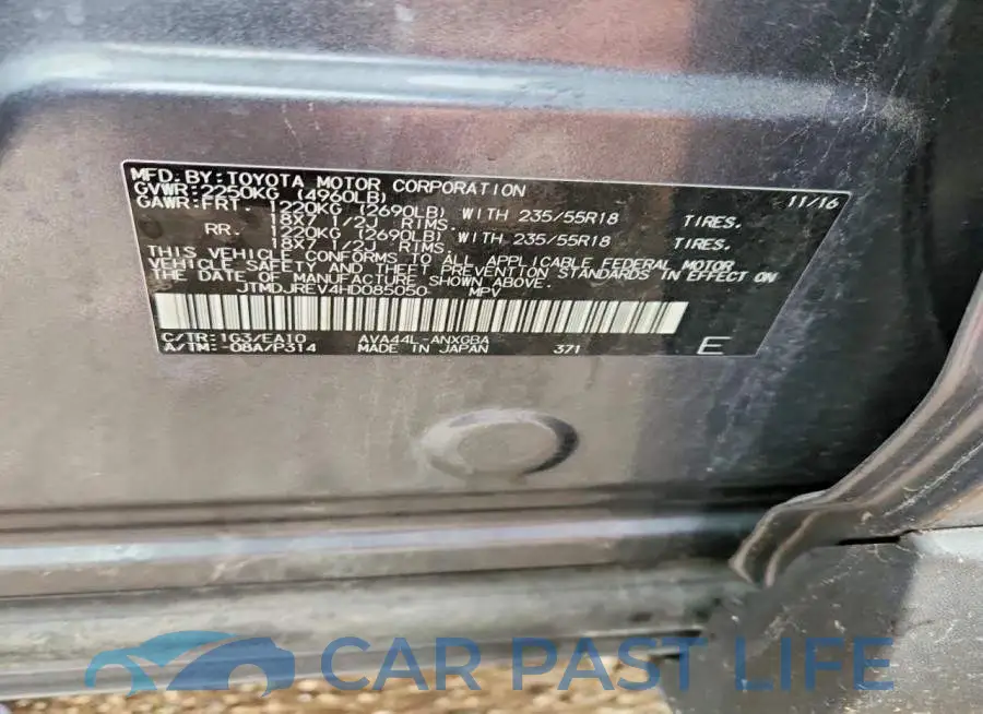 JTMDJREV4HD085050# 12