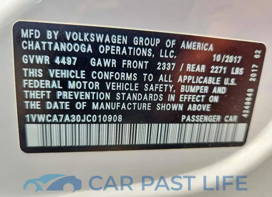 1VWCA7A30JC010908# 12