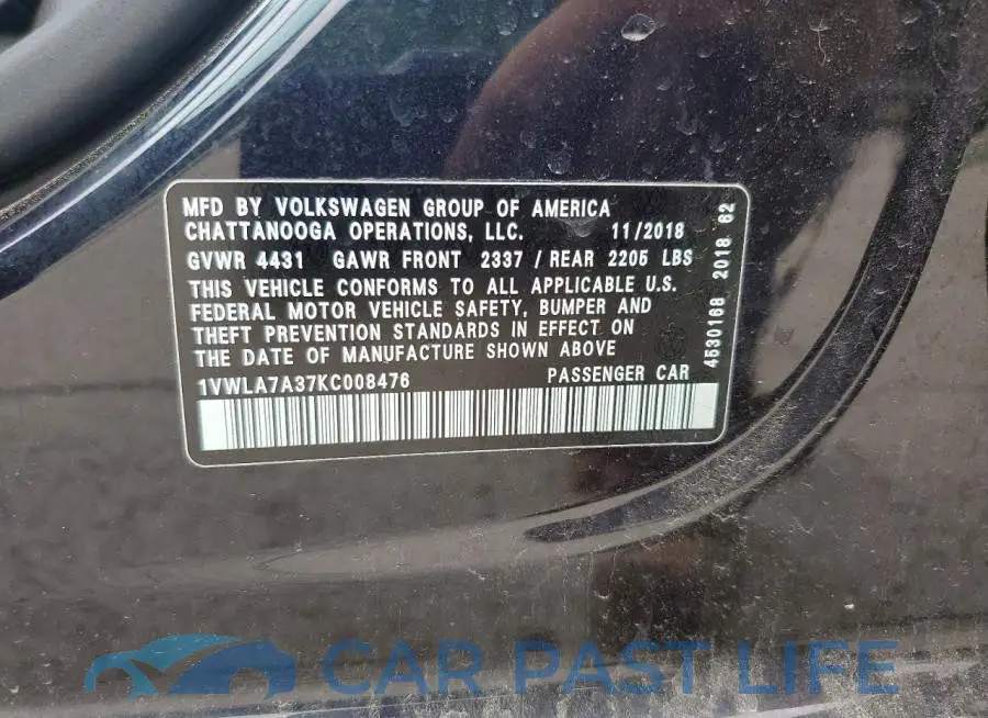 1VWLA7A37KC008476# 12