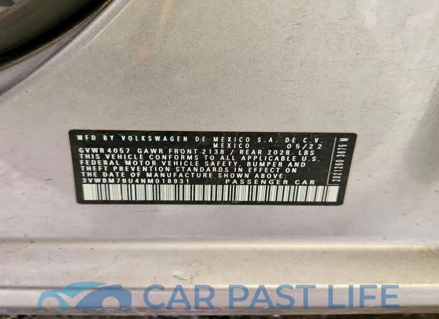 3VWBM7BU4NM018931# 12