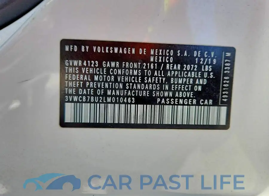 3VWCB7BU2LM010463# 12