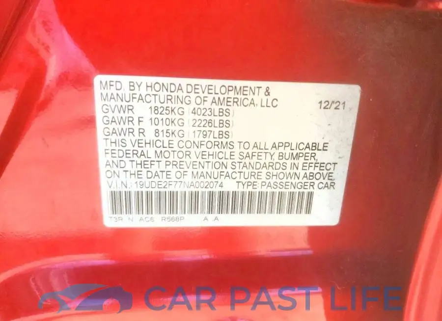 19UDE2F77NA002074# 13