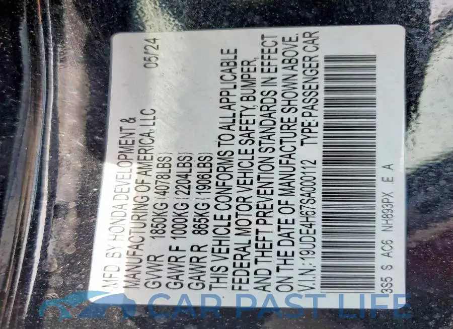 19UDE4H67SA000112# 13