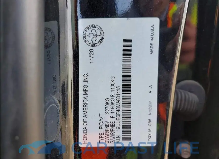 19UUB6F48MA801415# 13
