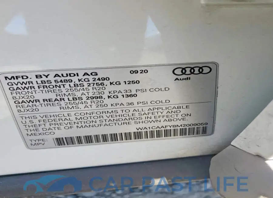 WA1CAAFY8M2009059# 12