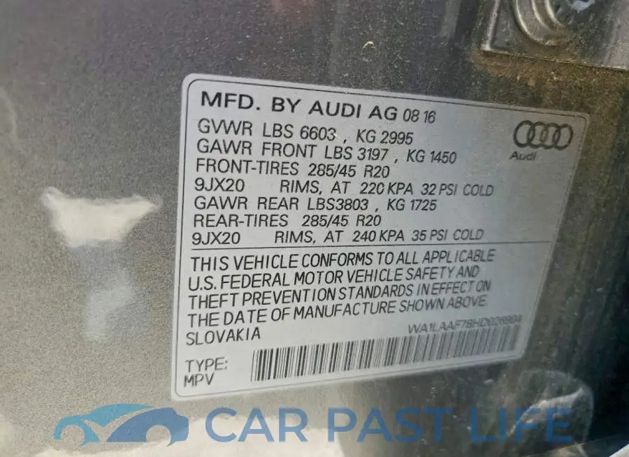 WA1LAAF78HD026994# 13