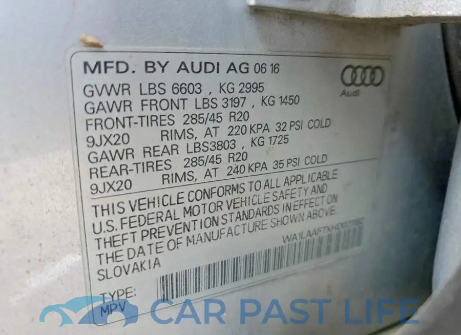 WA1LAAF7XHD021182# 12