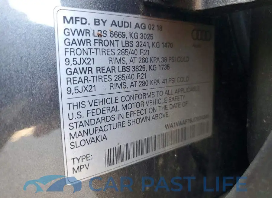 WA1VAAF76JD034395# 13