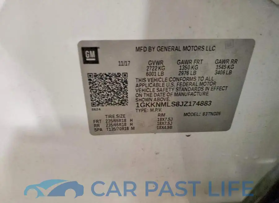 1GKKNMLS8JZ174883# 13