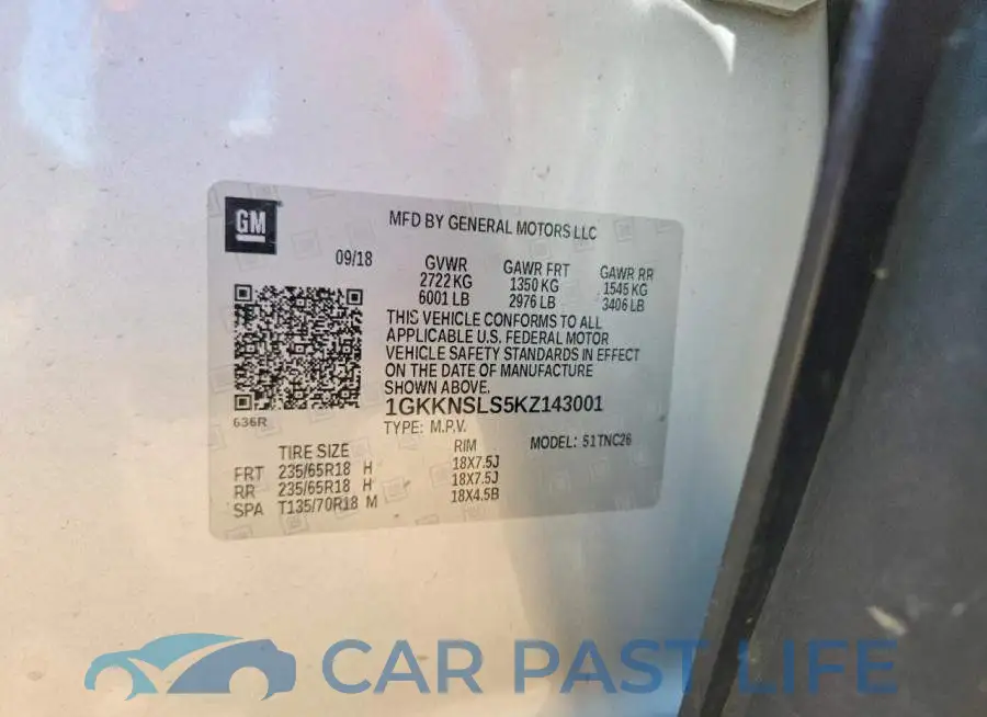 1GKKNSLS5KZ143001# 13