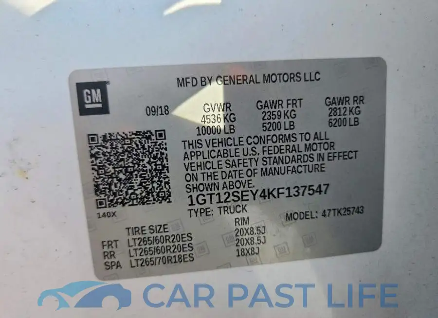 1GT12SEY4KF137547# 12
