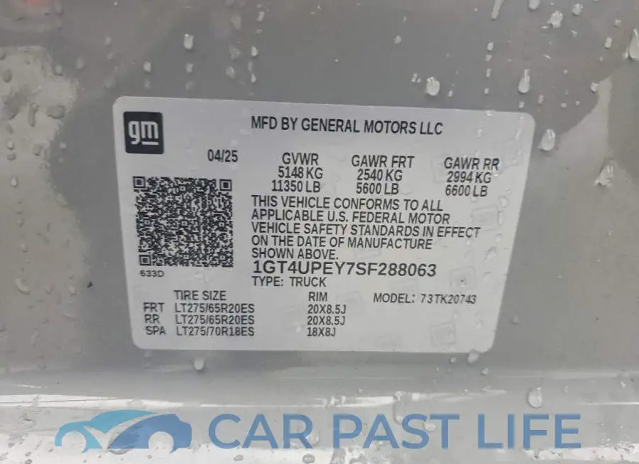 1GT4UPEY7SF288063# 12