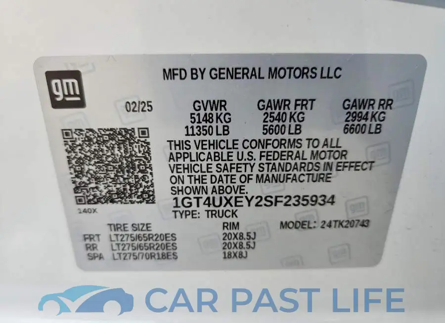 1GT4UXEY2SF235934# 12