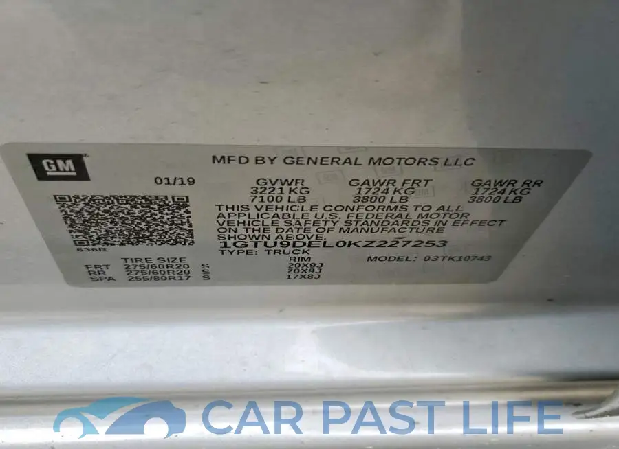 1GTU9DEL0KZ227253# 12