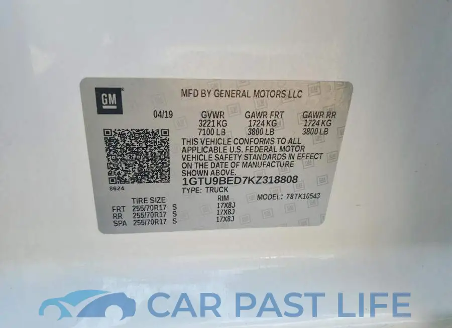 3GTU9FED4KG221802# 12