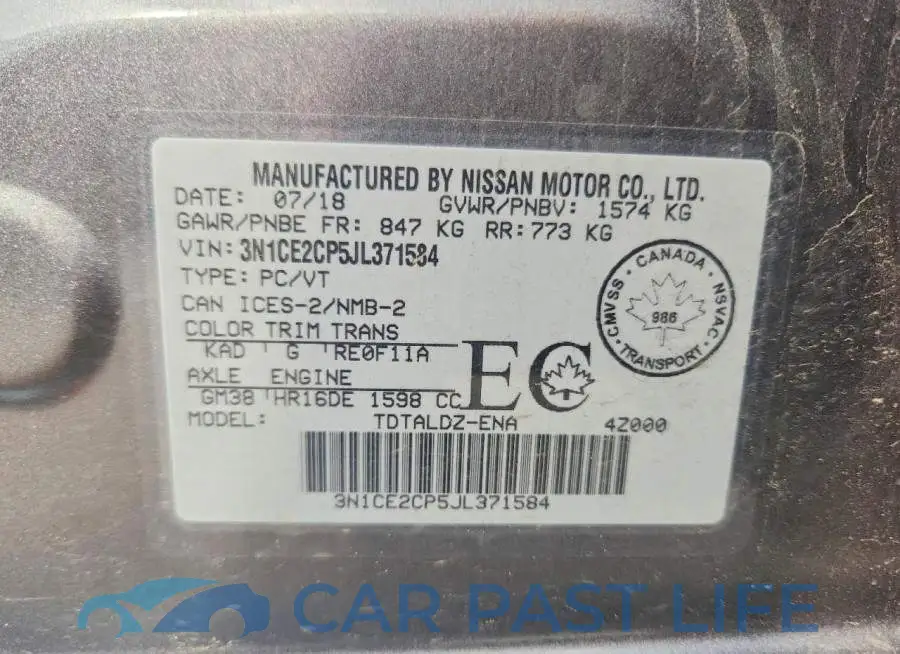 3N1CE2CP5JL371584# 12