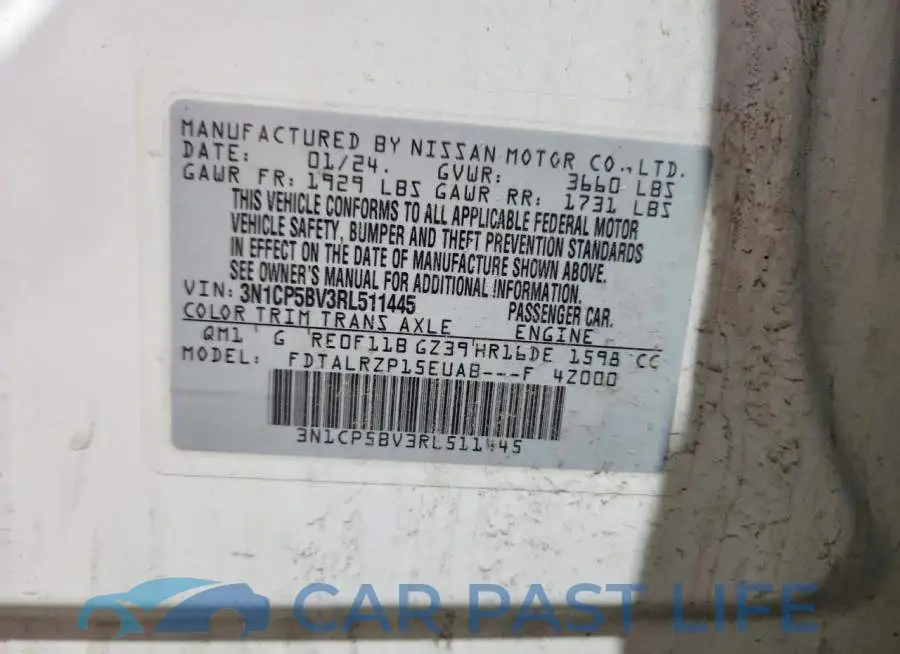 3N1CP5BV3RL511445# 12