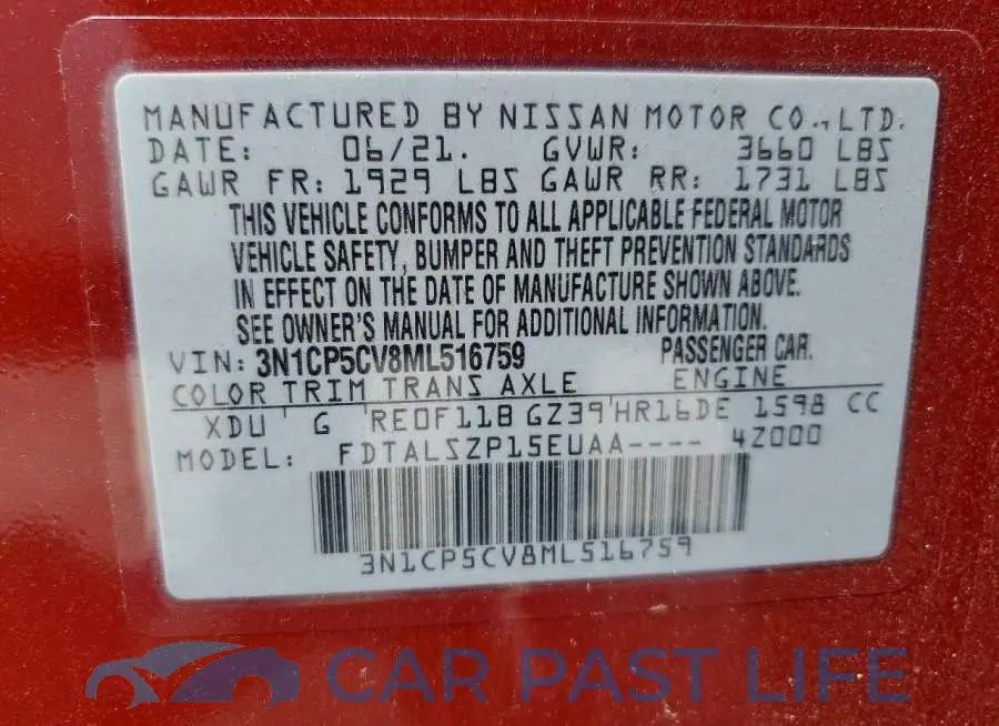 3N1CP5CV8ML516759# 14