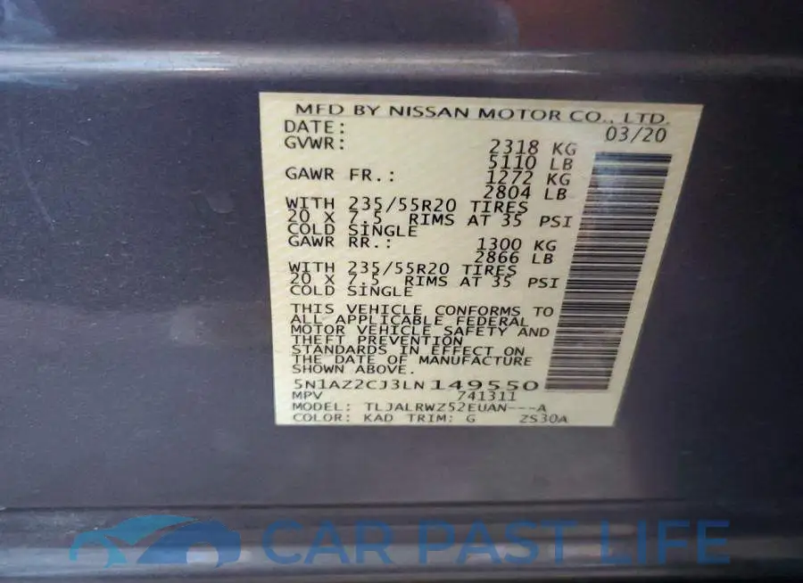 5N1AZ2CJ3LN149550# 13
