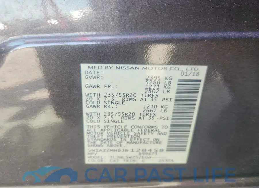 5N1AZ2MH8JN128458# 12