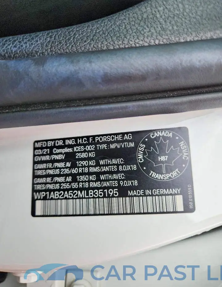 WP1AB2A52MLB35195# 14
