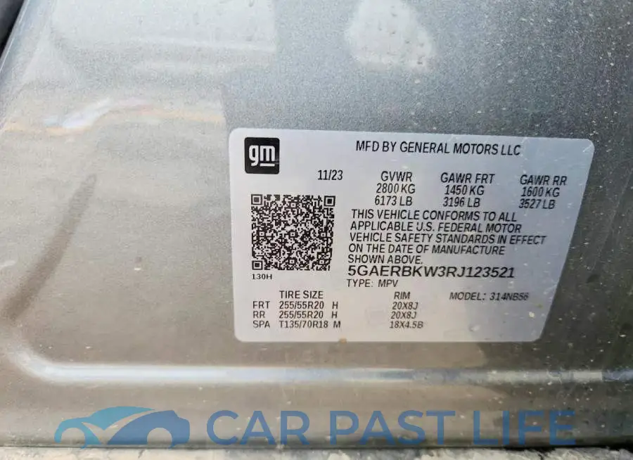 5GAERBKW3RJ123521# 12