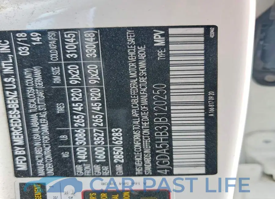 4JGDA5HB3JB120250# 13