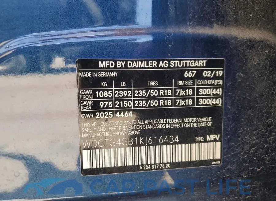 WDCTG4GB1KJ616434# 12