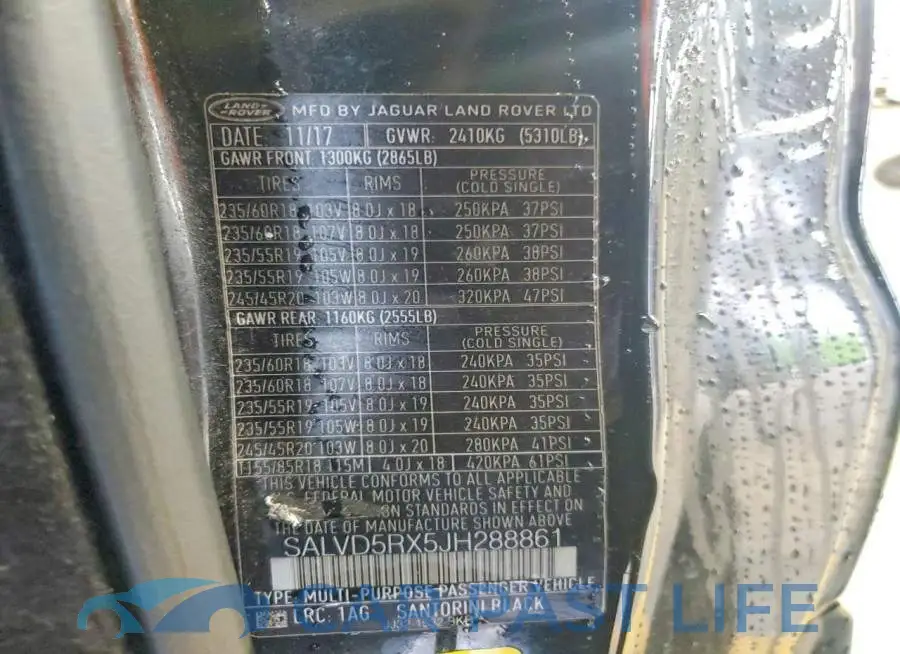 SALVD5RX5JH288861# 12