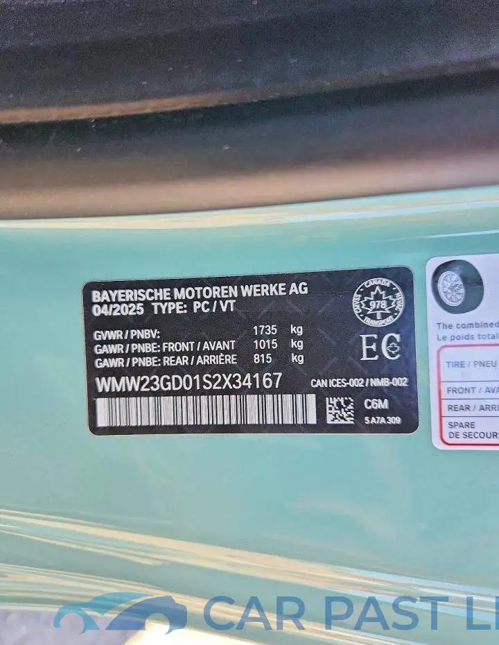 WMW23GD01S2X34167# 13