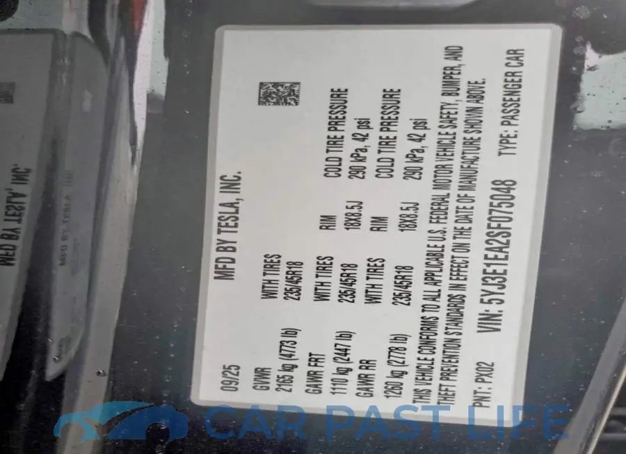5YJ3E1EA2SF075048# 12