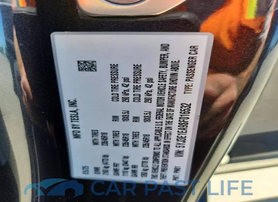 5YJ3E1EA9SF016532# 12