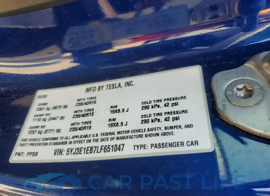 5YJ3E1EB7LF651047# 12