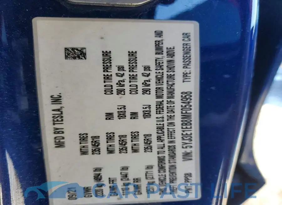 5YJ3E1EB8MF054958# 12