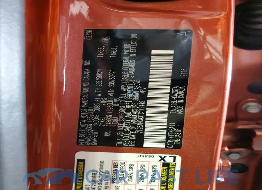 2T2BAMCA3TC143449# 13