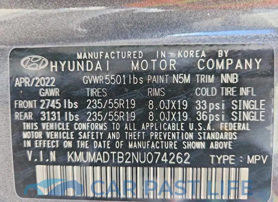 KMUMADTB2NU074262# 13