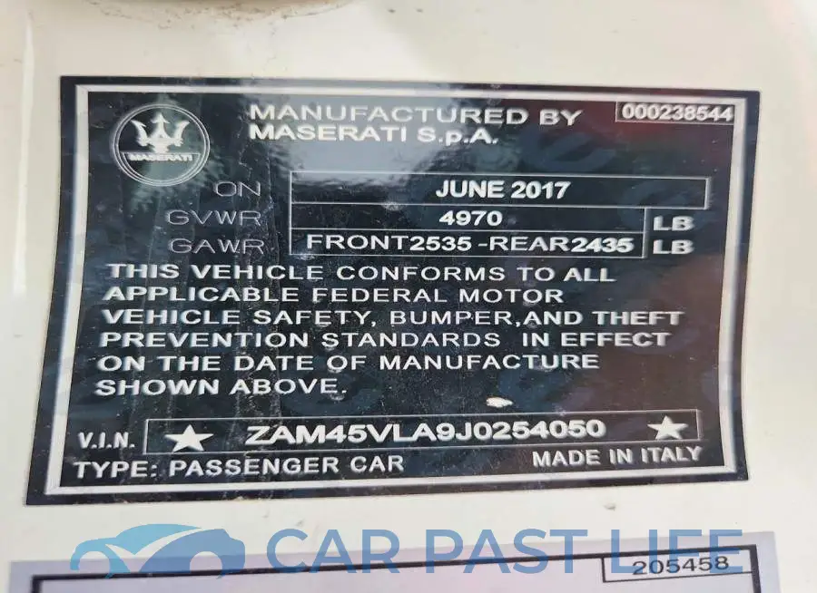 ZAM45VLA9J0254050# 12
