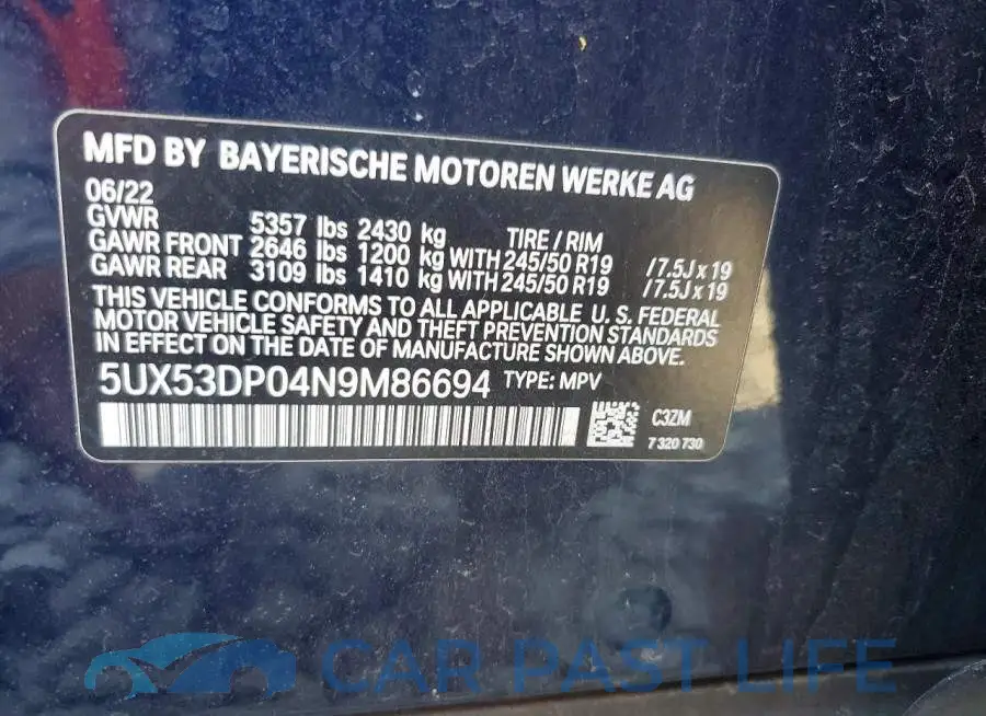 5UX53DP04N9M86694# 13
