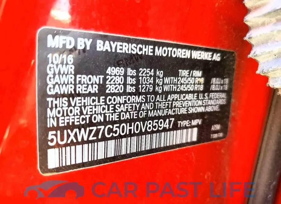 5UXWZ7C50H0V85947# 13