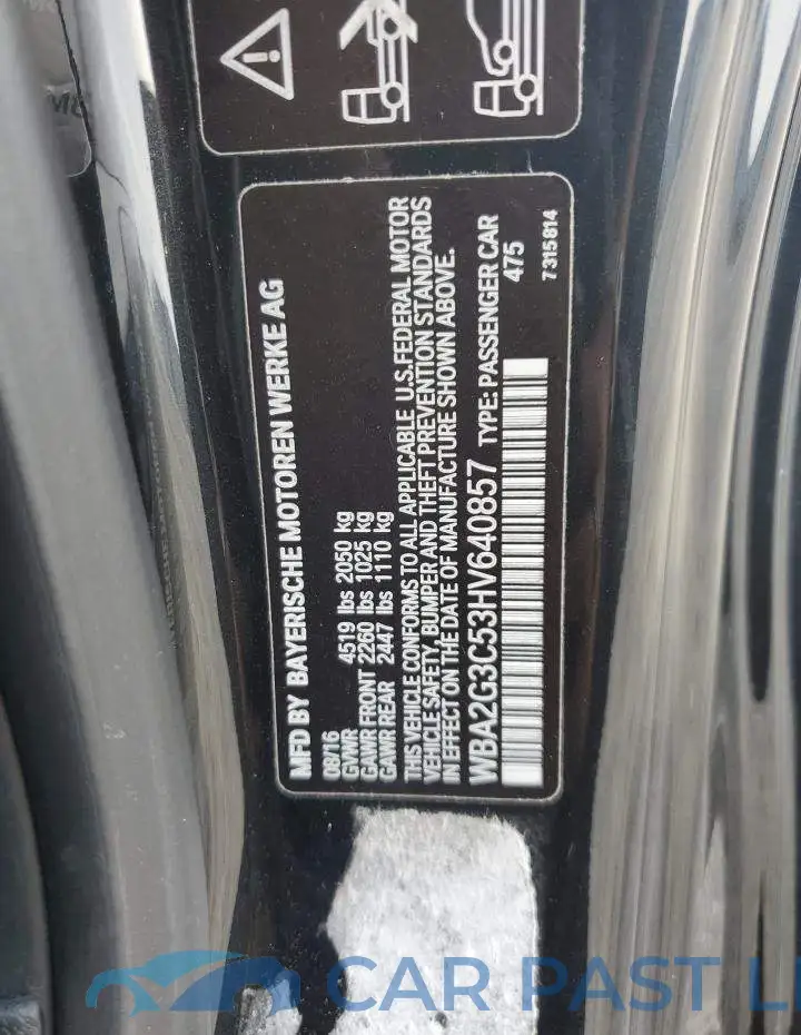 WBA2G3C53HV640857# 12