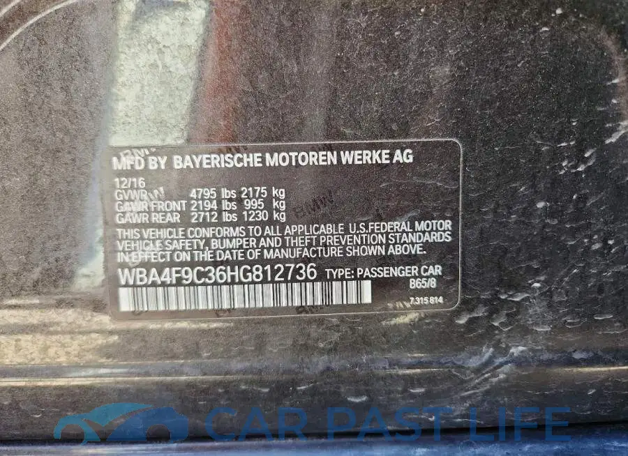 WBA4F9C36HG812736# 12