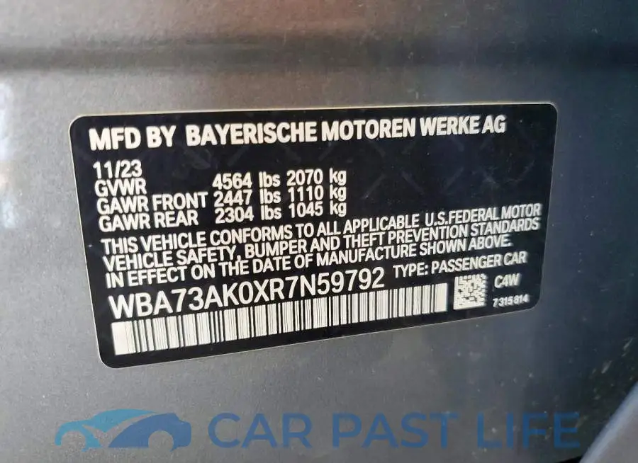 WBA73AK0XR7N59792# 12