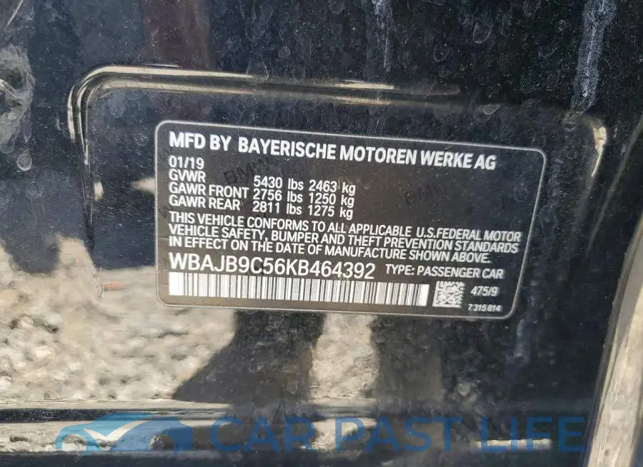 WBAJB9C56KB464392# 12