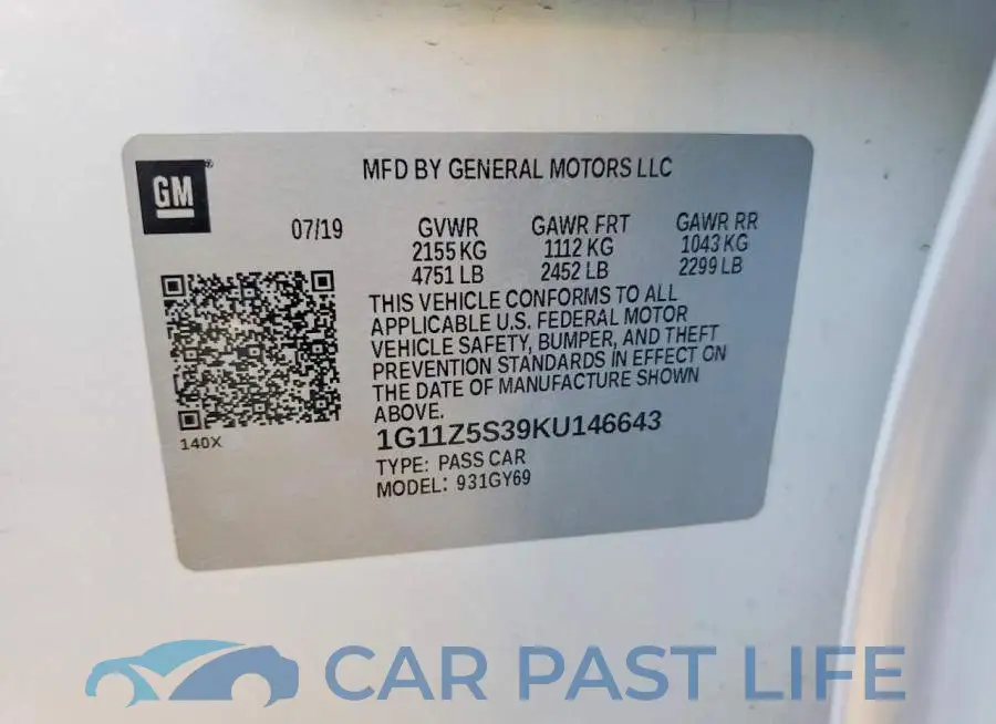 1G11Z5S39KU146643# 12