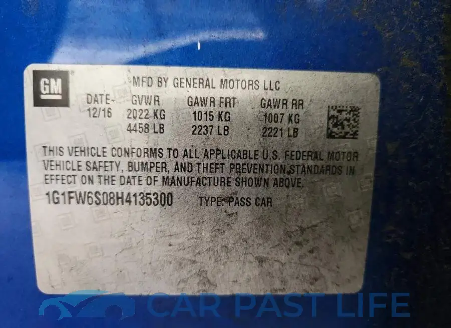 1G1FW6S08H4135300# 12